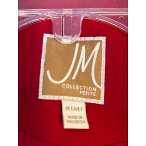 JM Collection Petite Red Button-Up Coat Pockets & Collared Neckline Women's P/P - Picture 3 of 8